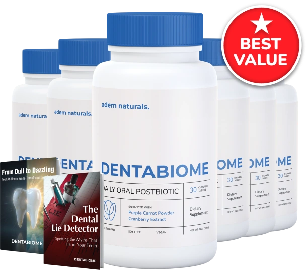 DentaBiome 6 bottle package â€” 180 day supply with two free bonus guides